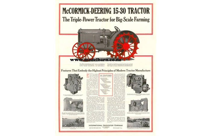 McCormick-Deering 15-30 Tractor Sales Brochure Poster New Laminated