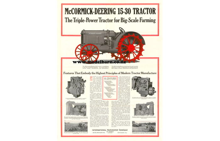 McCormick-Deering 15-30 Tractor Sales Brochure Poster New Laminated