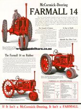 McCormick-Deering Farmall F-14 Tractor Sales Brochure Poster New Laminated-international-Model Barn