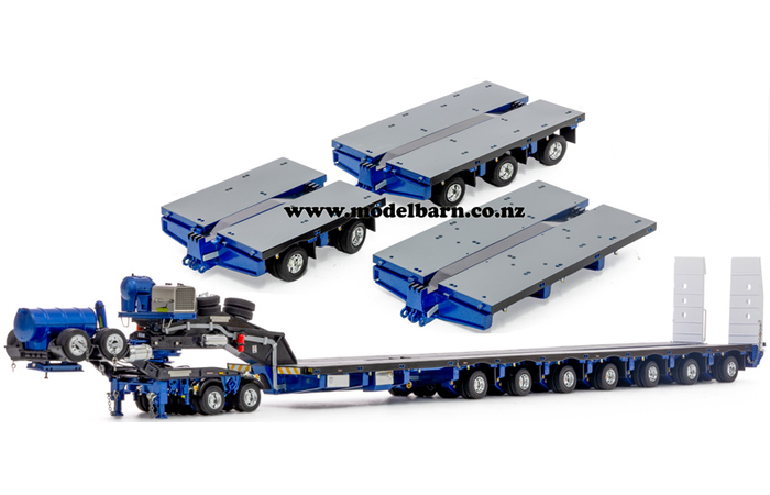 1/50 Drake 2x8 Dolly & 12x8 Steerable Low Loader Trailer (Blue/Grey)