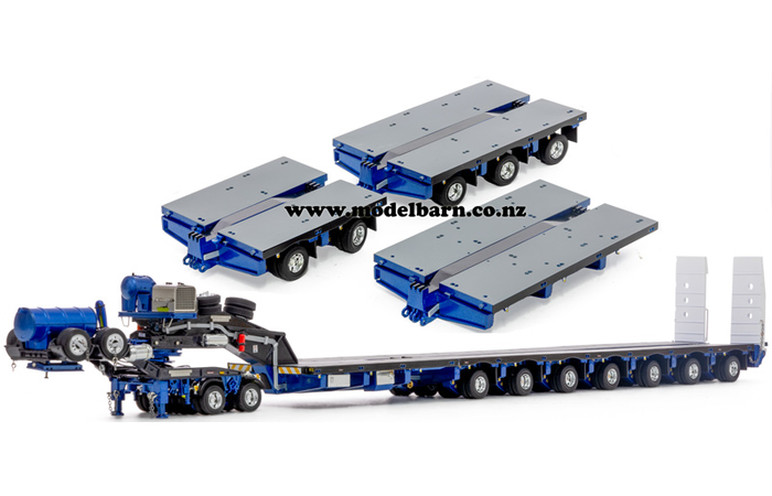 1/50 Drake 2x8 Dolly & 12x8 Steerable Low Loader Trailer (Blue/Grey)