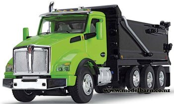 1/64 Kenworth T880 Tip Truck (lime green & black)-trucks-and-trailers-Model Barn