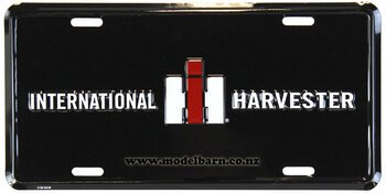 International Harvester Licence Plate Embossed Sign (black, 300mm x 150mm)-signs,-whiteboards,-thermometers-Model Barn