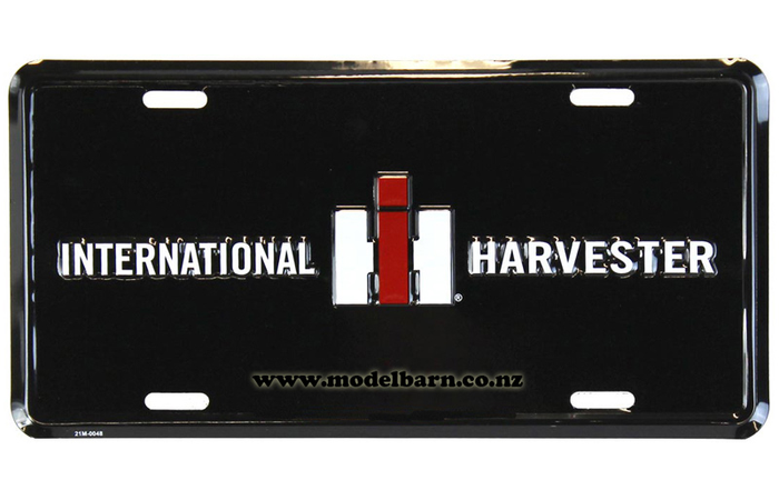 International Harvester Licence Plate Embossed Sign (black, 300mm x 150mm)