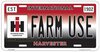 International Harvester Farm Use Licence Plate Embossed Sign (black, 300mm x 150mm)