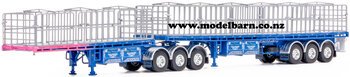 1/50 Freighter Flat Top B-Double Trailer Set "Ross Transport" (blue with pink fade)-trailers-Model Barn