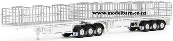 1/50 Freighter Flat Top B-Double Trailer Set (white)-trucks-and-trailers-Model Barn