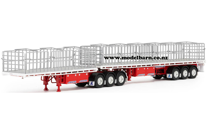 1/50 Freighter Flat Top B-Double Trailer Set (white & red)