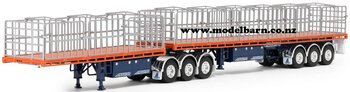 1/50 Freighter Flat Top B-Double Trailer Set (orange & blue)-trucks-and-trailers-Model Barn