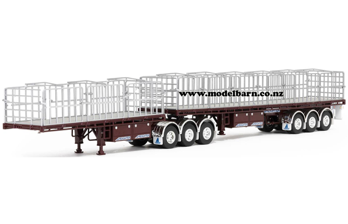1/50 Freighter Flat Top B-Double Trailer Set (vintage burgundy)