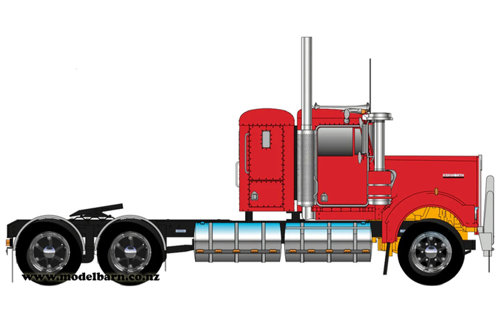 1/50 Kenworth W900 Flat Top Prime Mover (Rosso Red & Black, Spiders)
