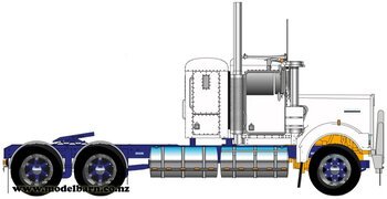1/50 Kenworth W900 Flat Top Prime (White & Metallic Blue, Spiders)-kenworth-Model Barn