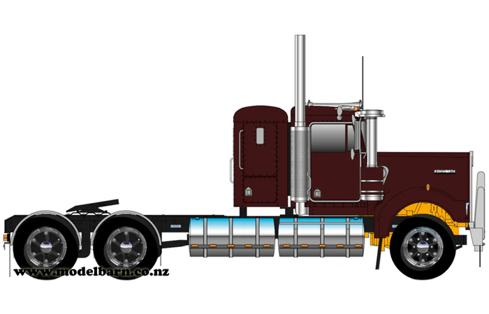 1/50 Kenworth W900 Flat Top Prime Mover (Vintage Burgundy, Spiders)