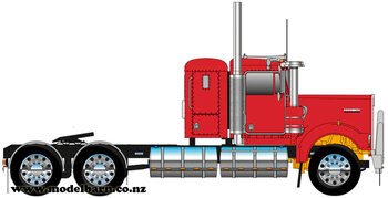 1/50 Kenworth W900 Flat Top Prime Mover (Rosso Red, Alloys)-kenworth-Model Barn