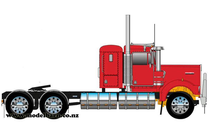 1/50 Kenworth W900 Flat Top Prime Mover (Rosso Red, Alloys)