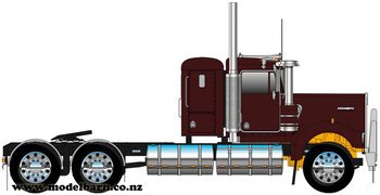 1/50 Kenworth W900 Flat Top Prime Mover (Vintage Burgundy, Alloys)-kenworth-Model Barn