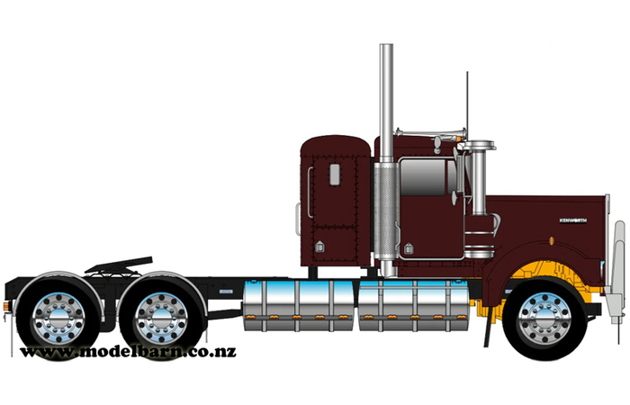 1/50 Kenworth W900 Flat Top Prime Mover (Vintage Burgundy, Alloys)