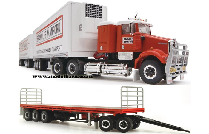 1/64 Kenworth SAR Refer Road Train with 3 Trailers "Brambles Manford"