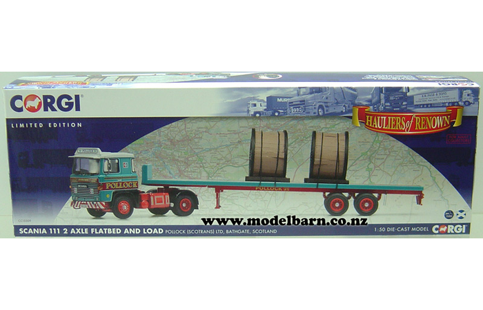 1/50 Scania 111 Prime Mover & Semi Flatdeck Trailer & Load "Pollock"