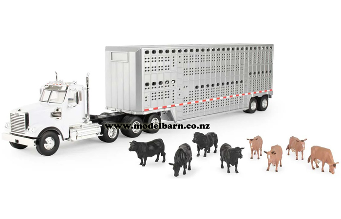 1/32 Freightliner 122SD with Semi Livestock Trailer & Cattle