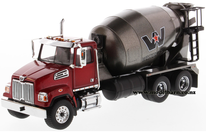 1/50 Western Star 4700 SF Concrete Mixer (Metallic Red & Gunmetal Grey)