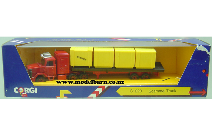 Scammell Prime Mover with Semi Flat Deck Trailer & Crates Load 