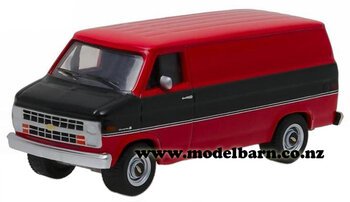 1/64 Chev G20 Van (1986, red & black)-chevrolet-and-gmc-Model Barn