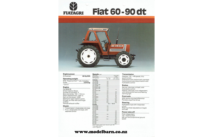 Fiat 60-90 DT Tractor Sales Brochure
