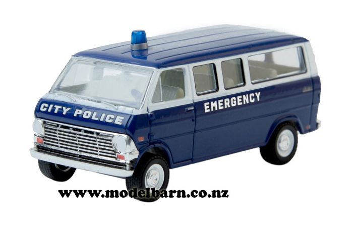 1/64 Ford Club Wagon Van (1969, blue & white) "City Police"