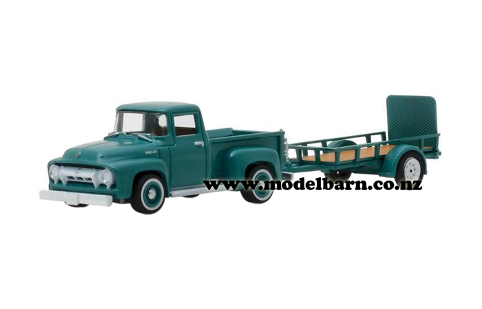 1/64 Ford F-100 Pick-Up (1954) & Utility Trailer (blue)