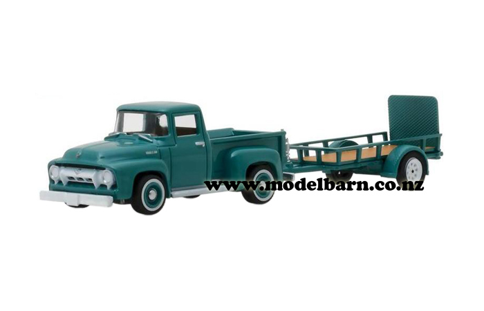 1/64 Ford F-100 Pick-Up (1954) & Utility Trailer (blue)