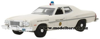 1/64 Ford Gran Torino Police Car (1975, cream) "San Diego PD"-ford-Model Barn