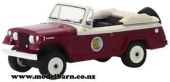 1/64 Jeep Jeepster Convertible (1967, maroon) "Ace Ventura"-jeep-Model Barn