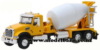 1/64 Mack Granite Concrete Mixer (2019, yellow & white)-mack-Model Barn