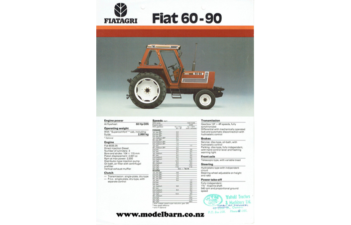 Fiat 60-90 Tractor Sales Brochure