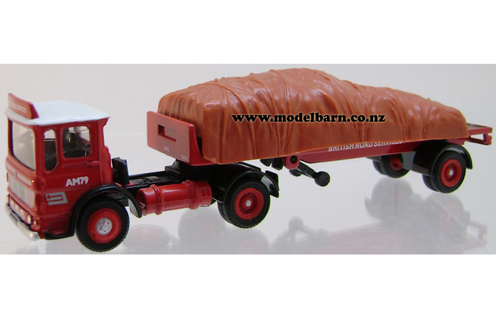 1/76 AEC Mammoth Major Ergomatic Prime Mover with Semi Flatdeck Trailer & Load "British Road Services"