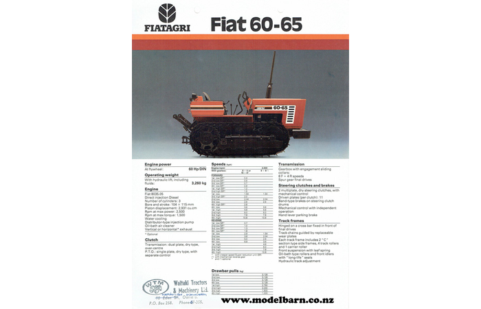 Fiat 60-65 Crawler Tractor Sales Brochure