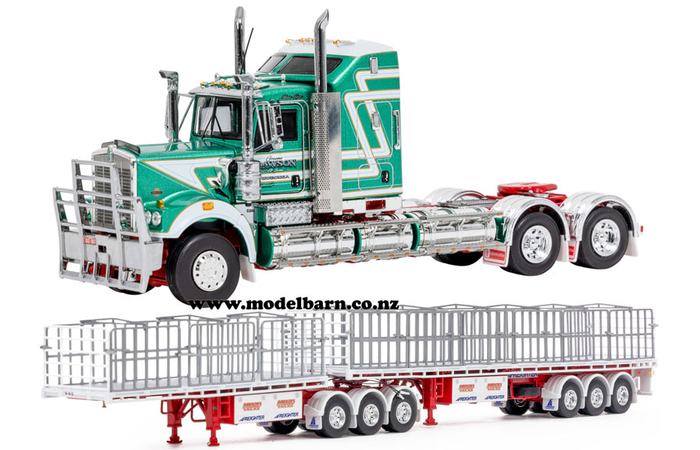 1/50 Kenworth C509 Prime Mover & Freighter Flat Top B-Double Trailer Set Combo "Dawsons Haulage"
