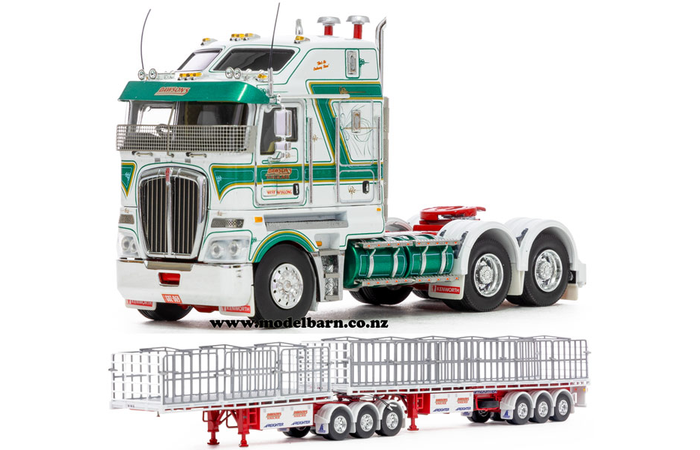 1/50 Kenworth K200 Prime Mover & Freighter Flat Top B-Double Trailer Combo "Dawsons Haulage"