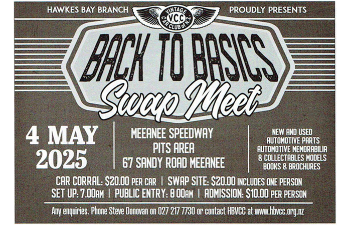 Hawkes Bay Back to Basics Swap Meet May 4 2025