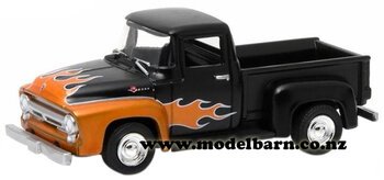 1/64 Ford F-100 Pick-Up (1956, black & flames)-ford-Model Barn