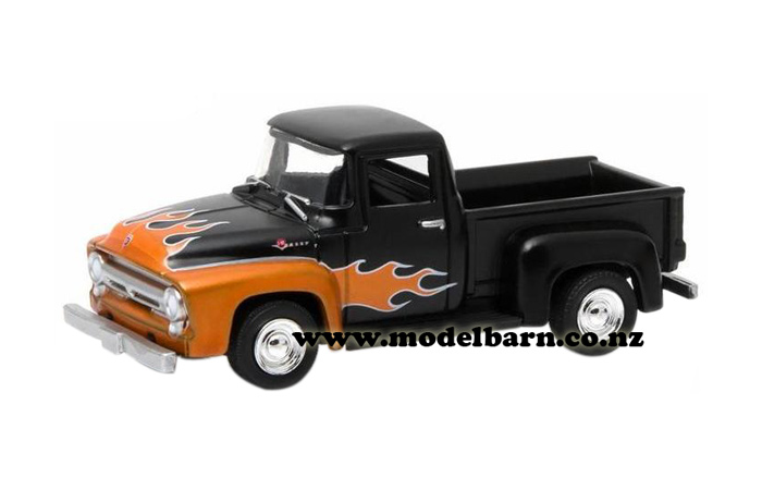 1/64 Ford F-100 Pick-Up (1956, black & flames)