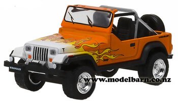 1/64 Jeep Wranger (1991, orange & white with flames)-jeep-Model Barn