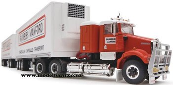 1/64 Kenworth SAR Refer Road Train with 2 Trailers "Brambles Manford"-trucks-and-trailers-Model Barn