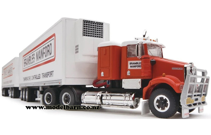 1/64 Kenworth SAR Refer Road Train with 2 Trailers "Brambles Manford"