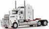 1/50 Kenworth T909 Prime Mover with Drake 2x8 Dolly & 4x8 Swingwing Low Loader Trailer Combo (White & Red)
