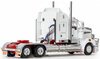 1/50 Kenworth T909 Prime Mover with Drake 2x8 Dolly & 4x8 Swingwing Low Loader Trailer Combo (White & Red)