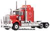 1/50 Kenworth C509 Prime Mover with Drake 2x8 Dolly & 4x8 Swingwing Low Loader Trailer Combo (Rosso Red)