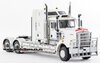 1/50 Kenworth C509 Prime Mover with Drake 2x8 Dolly & 4x8 Swingwing Low Loader Trailer Combo (White & Black)