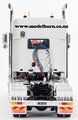 1/50 Kenworth C509 Prime Mover with Drake 2x8 Dolly & 4x8 Swingwing Low Loader Trailer Combo (White & Black)